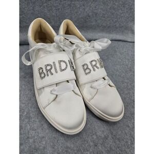Betsey Johnson Sneaker Shoes Womens Size 9.5 Ivory Liana Satin‎ Jeweled Bridal